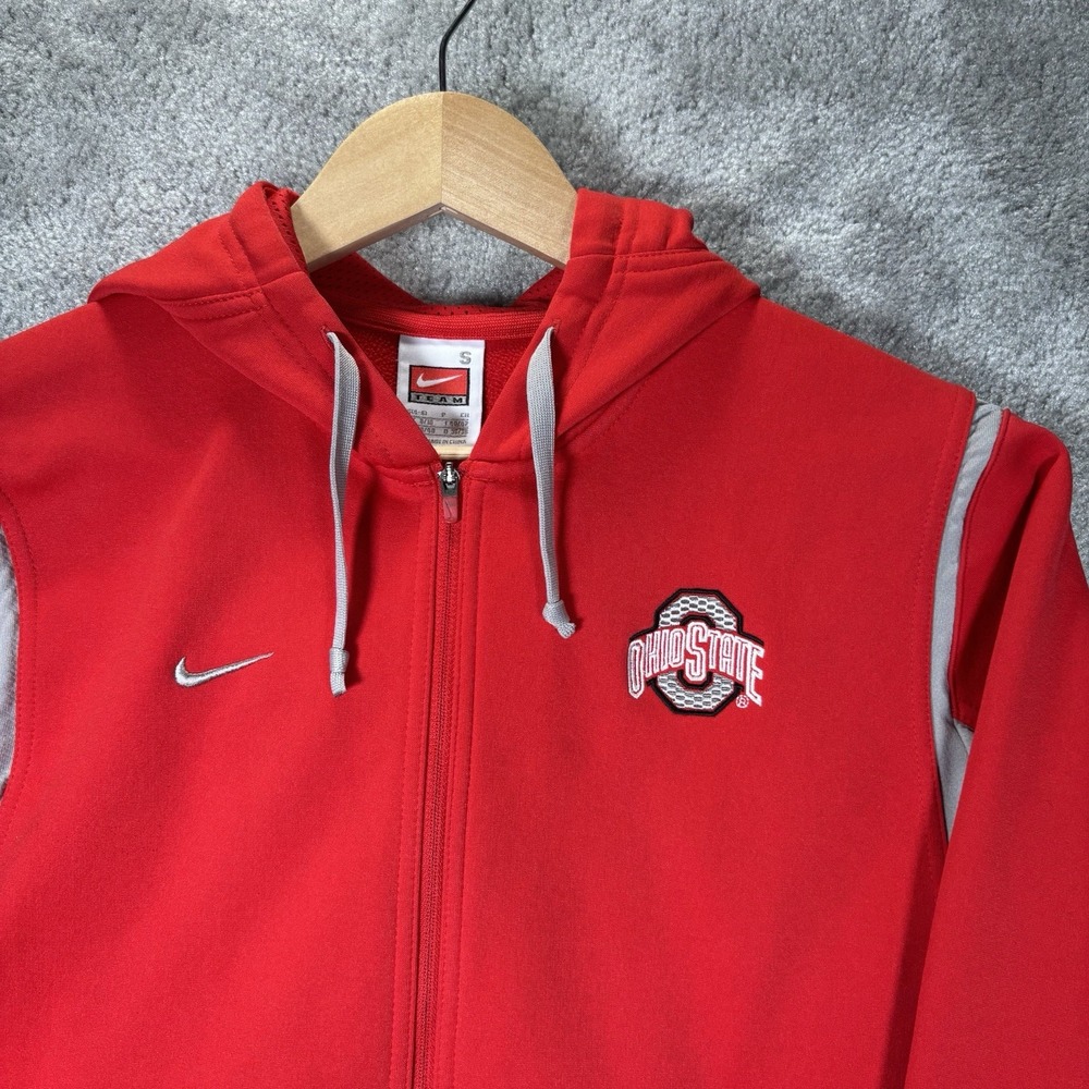 Vintage Nike Ohio State Buckeyes Hoodie Sweatshirt Womens S Full Zip Red Y2K